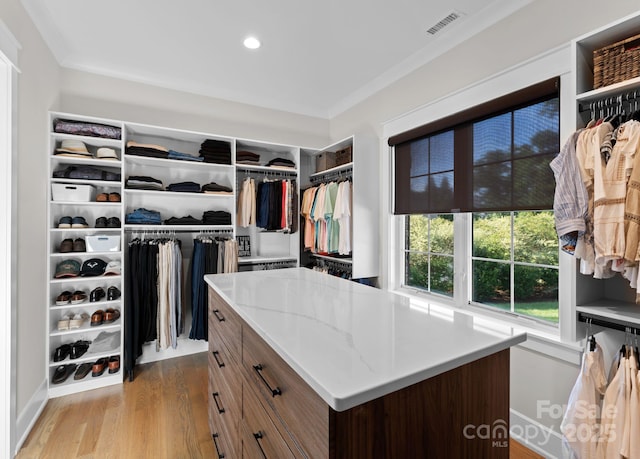 spacious closet featuring light wood-type flooring