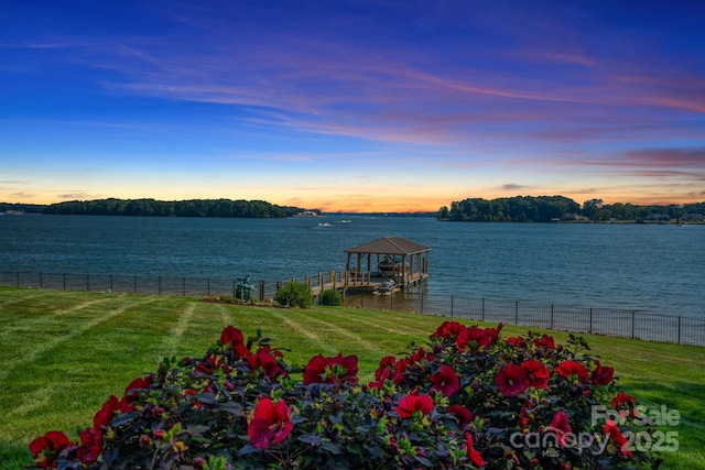 view of water feature featuring a boat dock