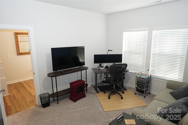 office featuring light colored carpet