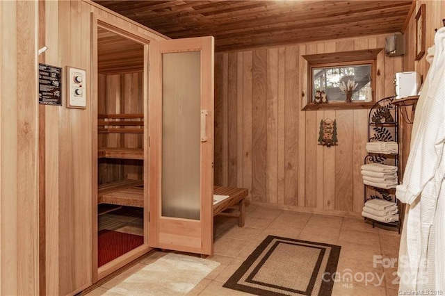 44 Yanequa Way, Brevard, NC 28712 - relaxing sauna featuring wooden ceiling, wood walls, and tile patterned floors