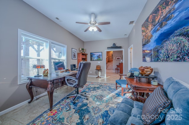 office featuring ceiling fan