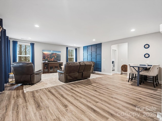 living room featuring light hardwood / wood-style flooring