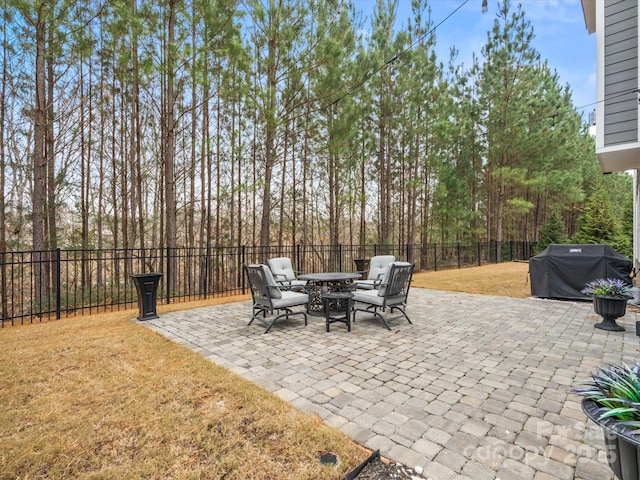 view of patio with area for grilling