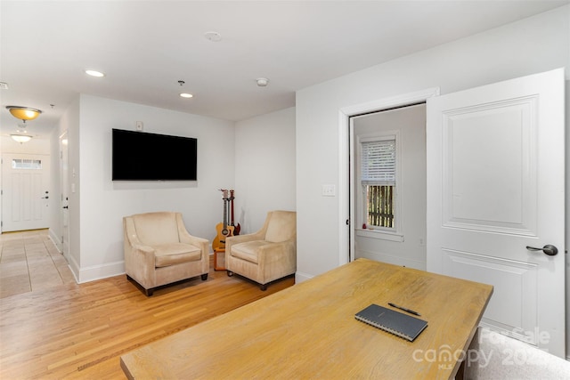 office space featuring hardwood / wood-style flooring