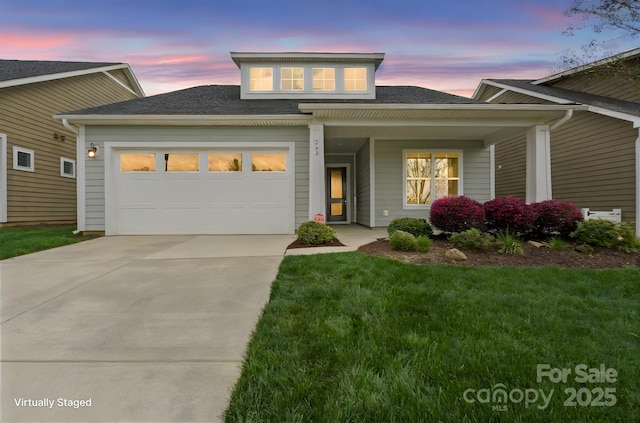 253 Stone Mountain Way, Denver, NC 28037 - view of front facade featuring driveway, a garage, roof with shingles, and a lawn