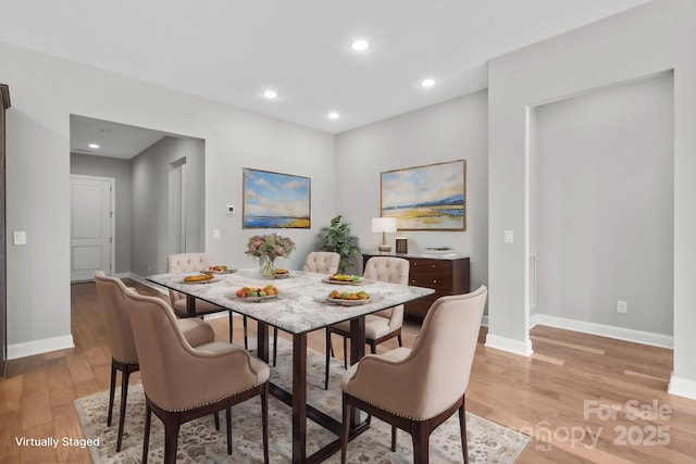 253 Stone Mountain Way, Denver, NC 28037 - dining space with light wood finished floors, baseboards, and recessed lighting