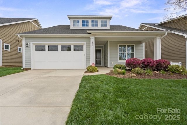 253 Stone Mountain Way, Denver, NC 28037 - view of front of property with concrete driveway, a garage, a front yard, and roof with shingles