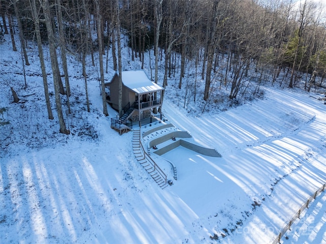 view of snowy aerial view