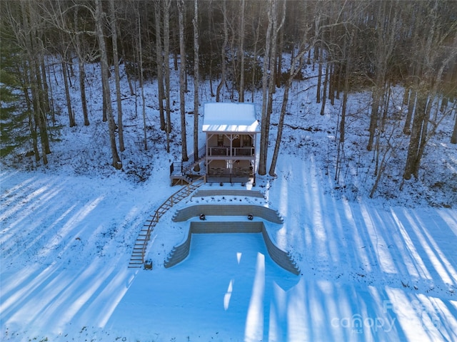 view of snowy aerial view