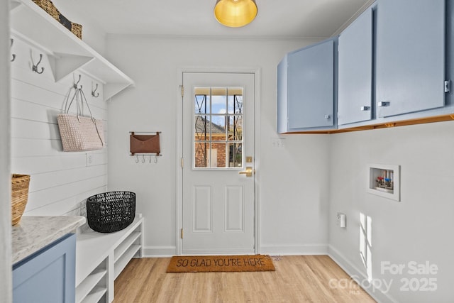 mudroom with light wood-type flooring