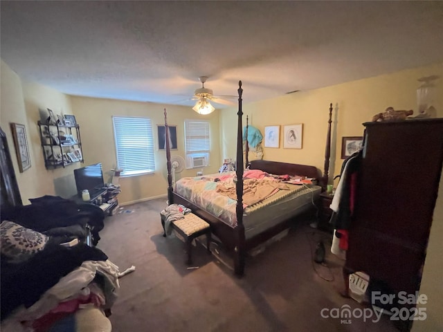 bedroom featuring carpet and ceiling fan