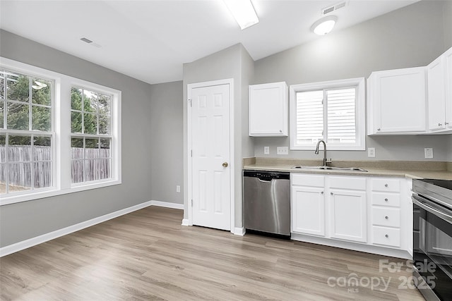 kitchen with white cabinetry, sink, a wealth of natural light, and stainless steel appliances