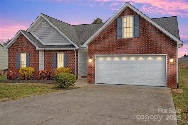 view of front property with a garage