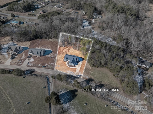 aerial view featuring a rural view