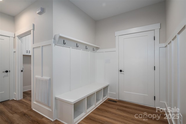 mudroom featuring wood-type flooring