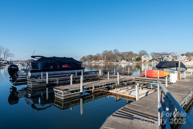 dock area featuring a water view