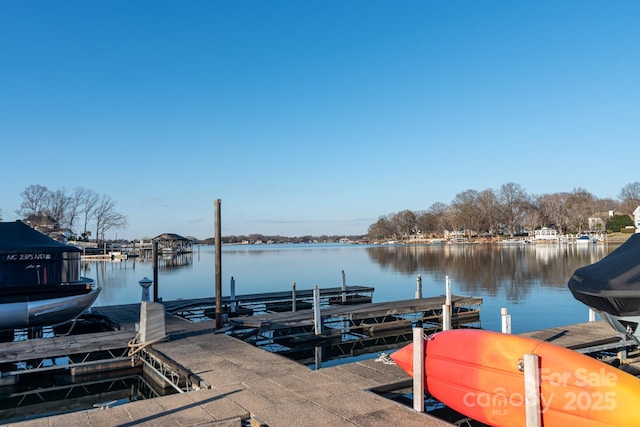 dock area featuring a water view