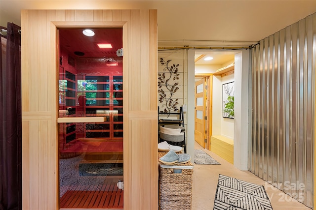 view of sauna