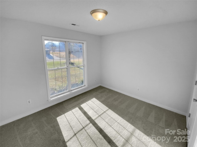 carpeted spare room featuring a wealth of natural light