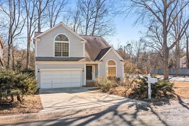 view of front property with a garage