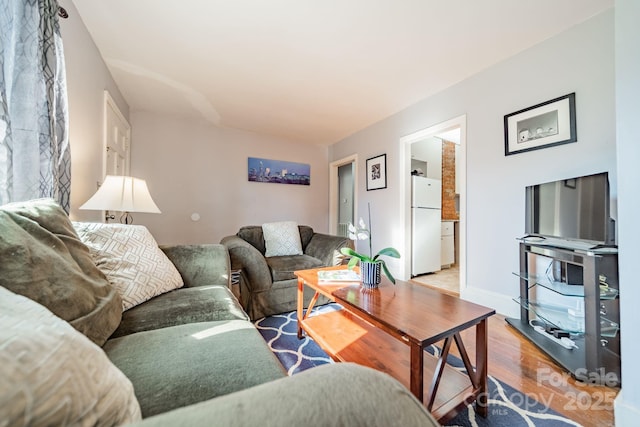 living room with light hardwood / wood-style floors