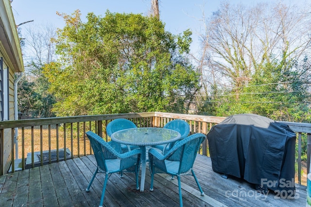 deck featuring grilling area