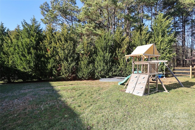 view of yard with a playground