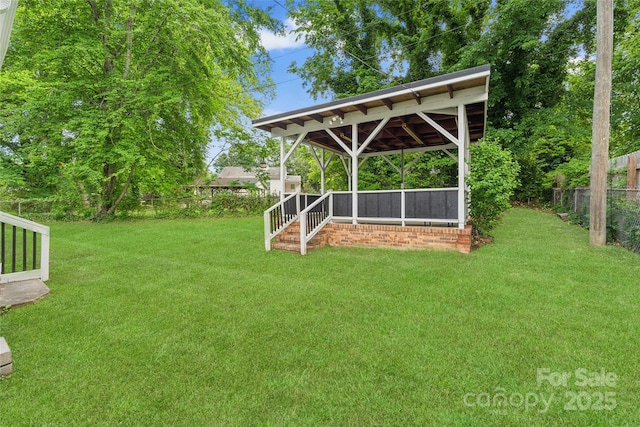 view of yard featuring a gazebo