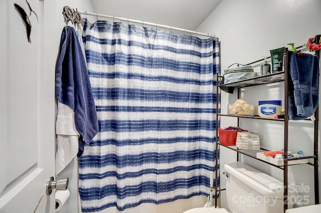 bathroom featuring toilet and walk in shower