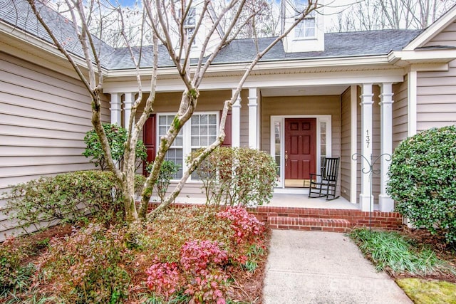 entrance to property with a porch