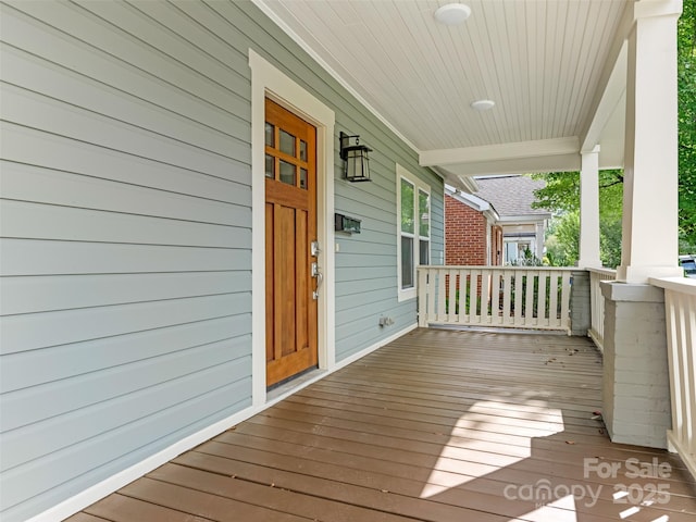 deck featuring covered porch