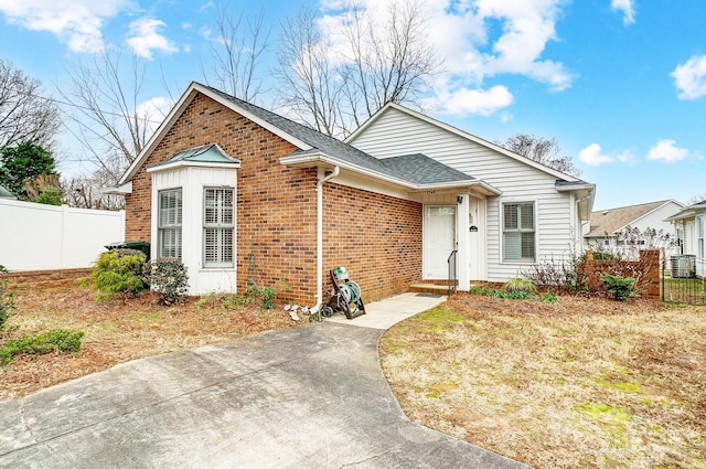 view of front of home with central AC