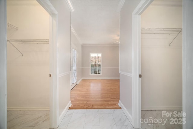 interior space with marble finish floor