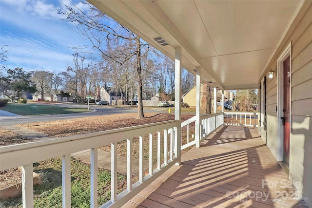 deck featuring a porch