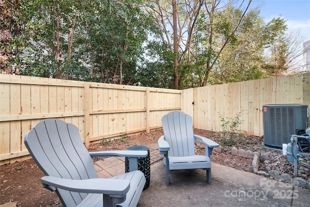 view of patio featuring central AC unit