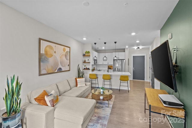 living room featuring light hardwood / wood-style flooring