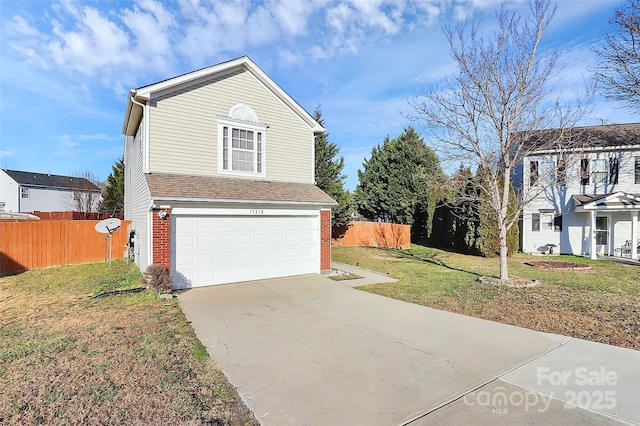 view of property exterior featuring a garage and a lawn