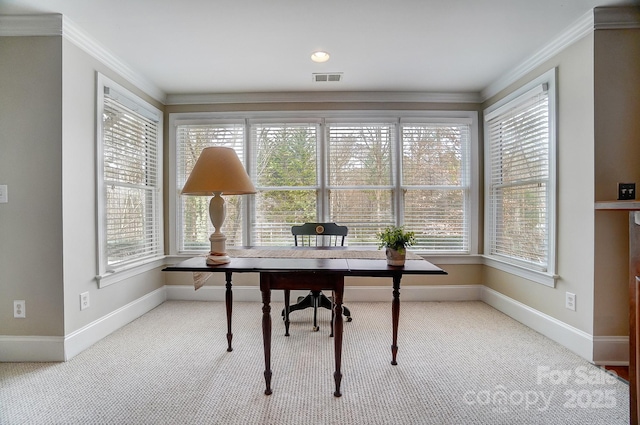 office area featuring ornamental molding