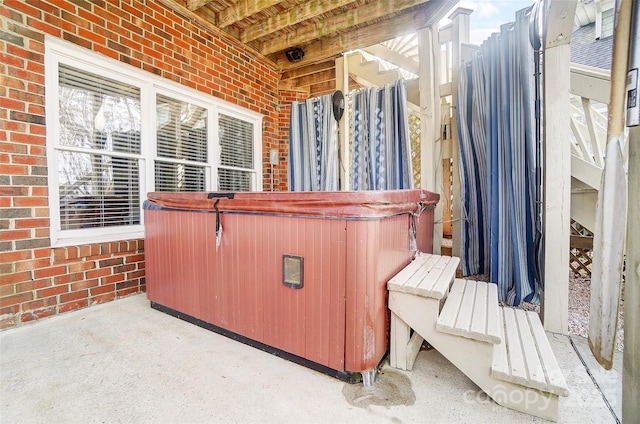 interior space with a hot tub