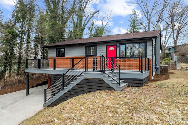 view of front of house with central AC