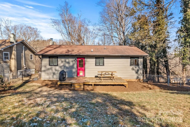 453 Riverview Dr, Asheville, NC 28806 - back of house with a wooden deck and a lawn