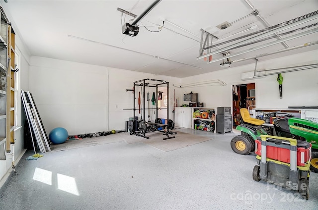 garage with a garage door opener