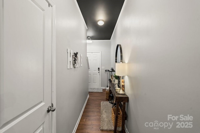 hall featuring dark wood-type flooring