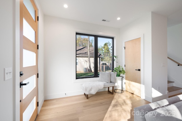 living area featuring light wood-type flooring