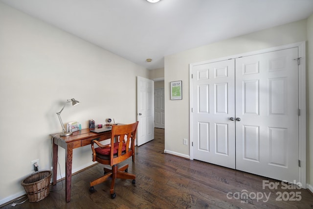 office featuring dark hardwood / wood-style flooring