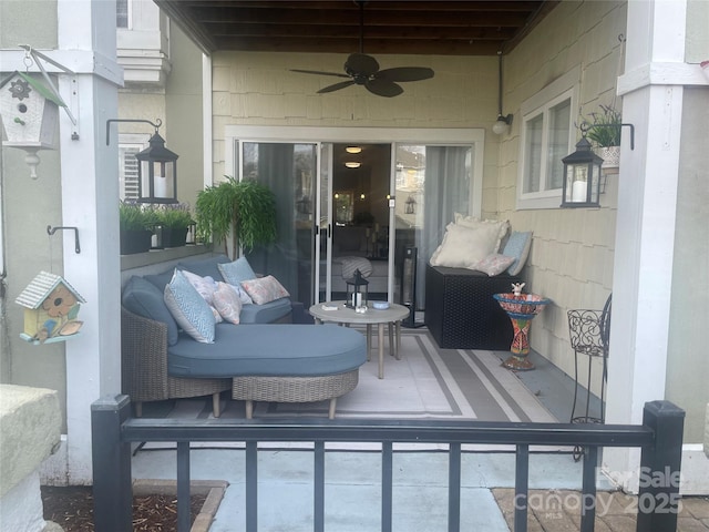 view of patio / terrace featuring a ceiling fan