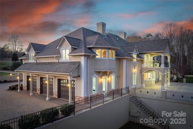 exterior space featuring a garage