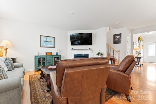 living room featuring light hardwood / wood-style flooring