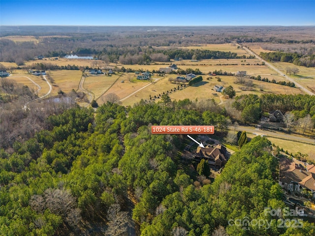 bird's eye view featuring a rural view