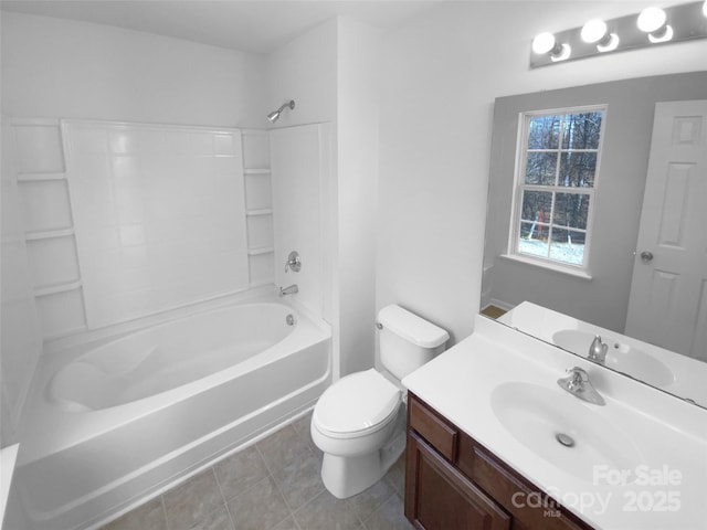 full bathroom with vanity, toilet, and shower / bath combination